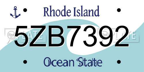 5ZB7392 Rhode Island License Plate