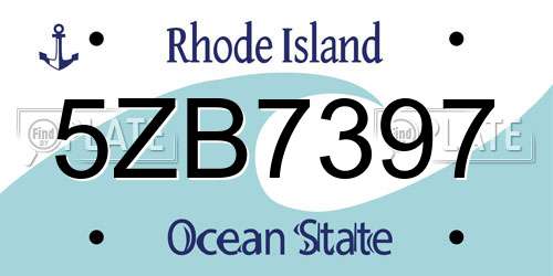 5ZB7397 Rhode Island License Plate