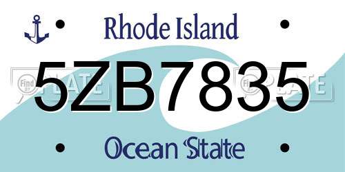 5ZB7835 Rhode Island License Plate