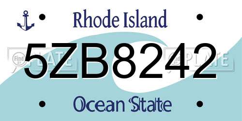 5ZB8242 Rhode Island License Plate
