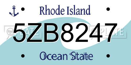 5ZB8247 Rhode Island License Plate