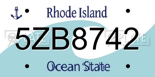 5ZB8742 Rhode Island License Plate