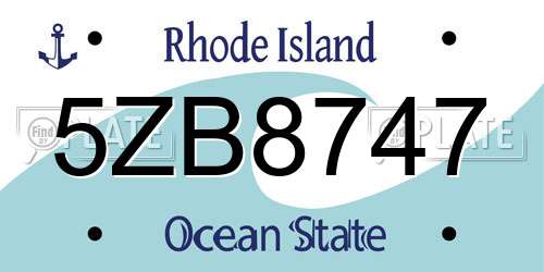 5ZB8747 Rhode Island License Plate