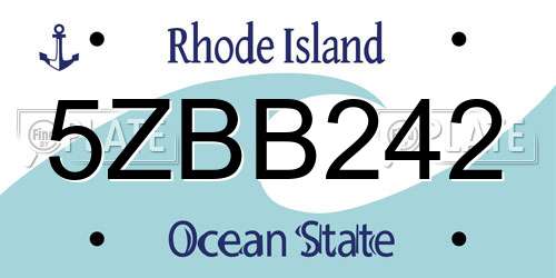 5ZBB242 Rhode Island License Plate