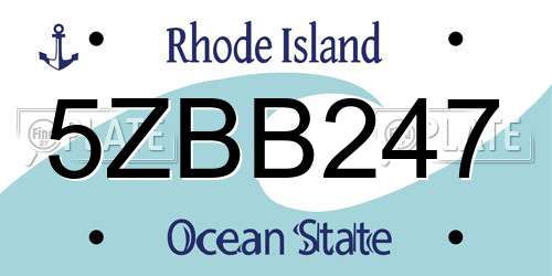 5ZBB247 Rhode Island License Plate