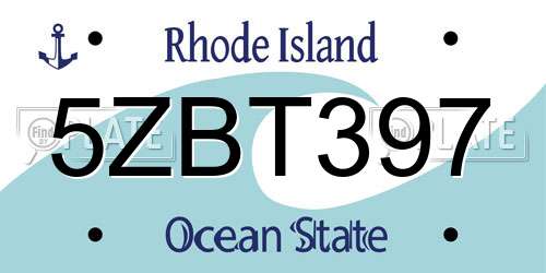 5ZBT397 Rhode Island License Plate
