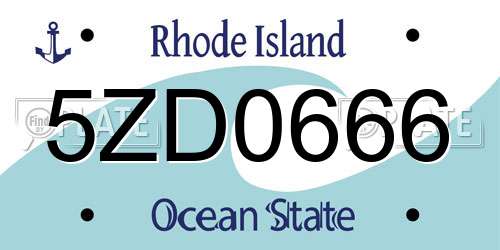 5ZD0666 Rhode Island License Plate