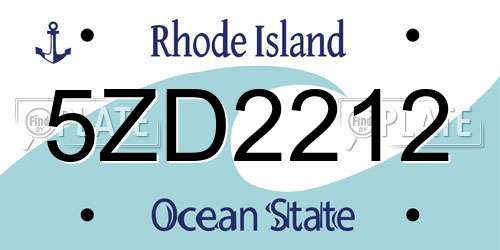 5ZD2212 Rhode Island License Plate