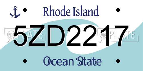 5ZD2217 Rhode Island License Plate