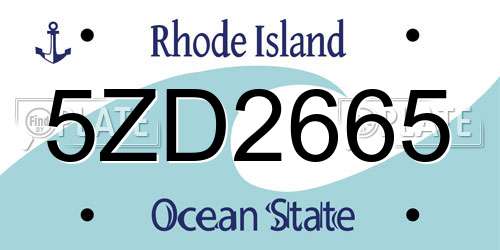 5ZD2665 Rhode Island License Plate