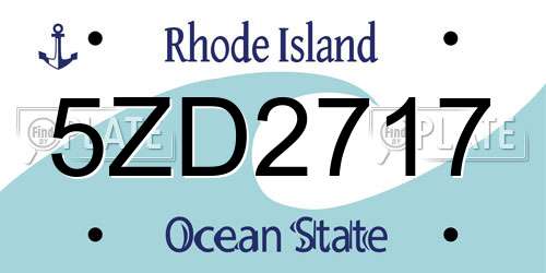 5ZD2717 Rhode Island License Plate