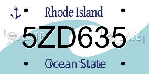 5ZD635 Rhode Island License Plate