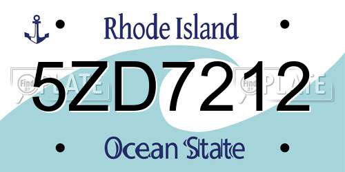 5ZD7212 Rhode Island License Plate