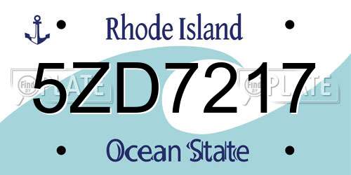 5ZD7217 Rhode Island License Plate