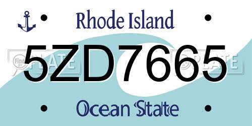 5ZD7665 Rhode Island License Plate