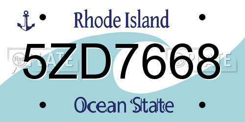 5ZD7668 Rhode Island License Plate