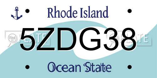 5ZDG38 Rhode Island License Plate