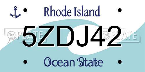 5ZDJ42 Rhode Island License Plate