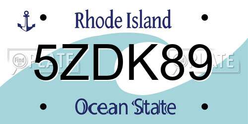 5ZDK89 Rhode Island License Plate