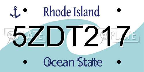5ZDT217 Rhode Island License Plate