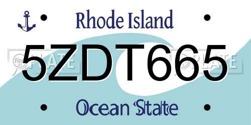 5ZDT665 Rhode Island License Plate