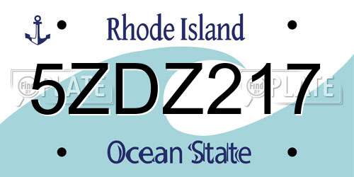 5ZDZ217 Rhode Island License Plate