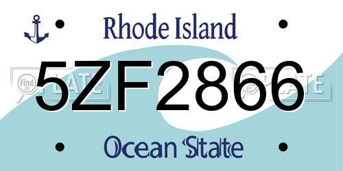 5ZF2866 Rhode Island License Plate