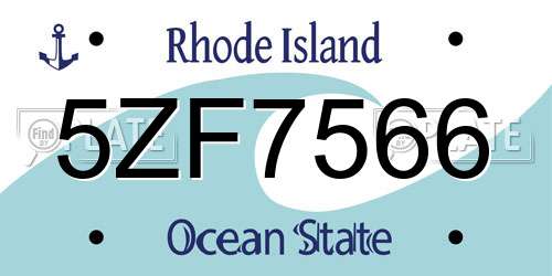 5ZF7566 Rhode Island License Plate