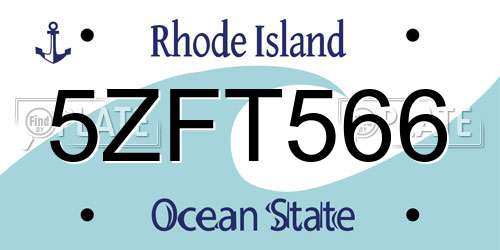 5ZFT566 Rhode Island License Plate