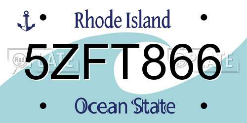 5ZFT866 Rhode Island License Plate