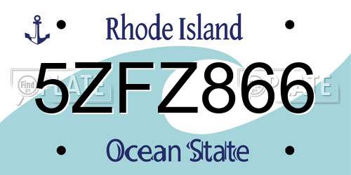 5ZFZ866 Rhode Island License Plate