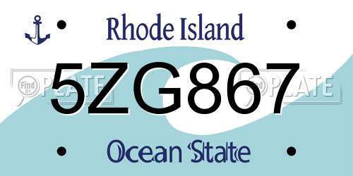 5ZG867 Rhode Island License Plate