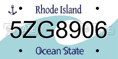 5ZG8906 Rhode Island License Plate