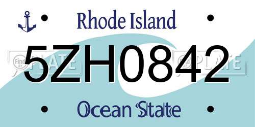 5ZH0842 Rhode Island License Plate