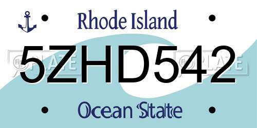 5ZHD542 Rhode Island License Plate