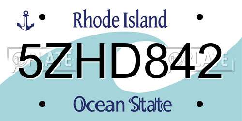 5ZHD842 Rhode Island License Plate