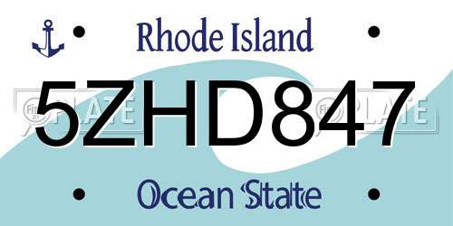 5ZHD847 Rhode Island License Plate