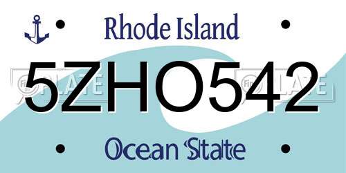 5ZHO542 Rhode Island License Plate