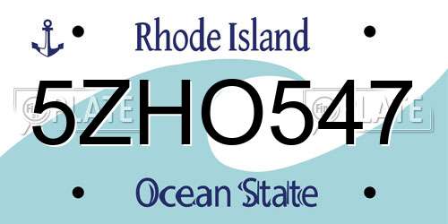 5ZHO547 Rhode Island License Plate