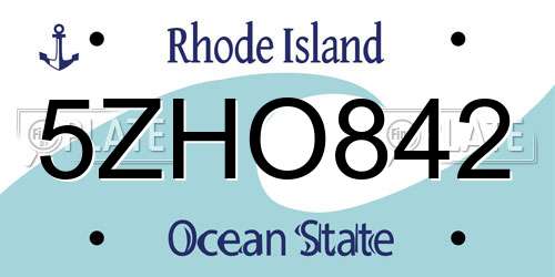 5ZHO842 Rhode Island License Plate