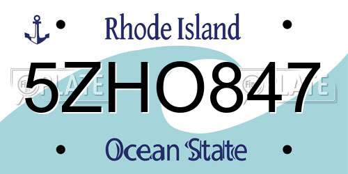 5ZHO847 Rhode Island License Plate