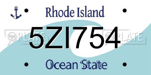 5ZI754 Rhode Island License Plate