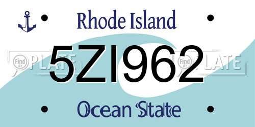 5ZI962 Rhode Island License Plate