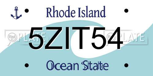 5ZIT54 Rhode Island License Plate