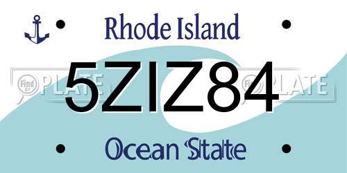 5ZIZ84 Rhode Island License Plate