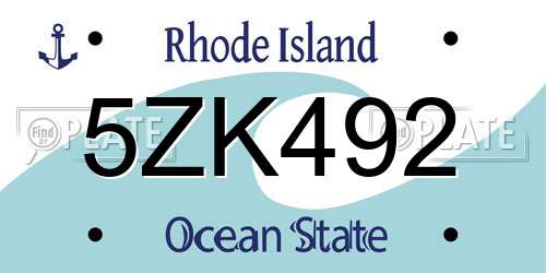 5ZK492 Rhode Island License Plate
