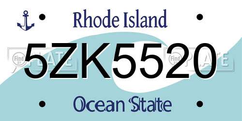 5ZK5520 Rhode Island License Plate