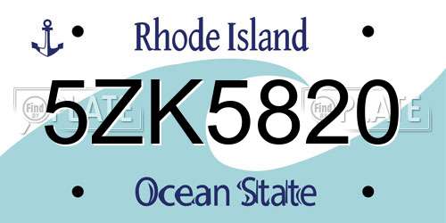 5ZK5820 Rhode Island License Plate