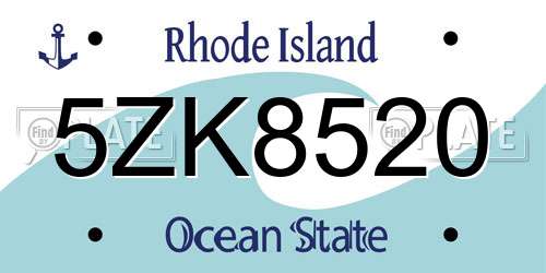 5ZK8520 Rhode Island License Plate
