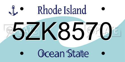 5ZK8570 Rhode Island License Plate